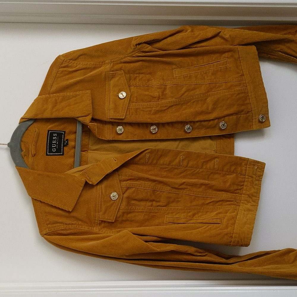 Corduroy mustard yellow Guess jacket, size medium